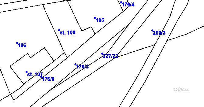 Parcela st. 227/22 v KÚ Krchleby u Staňkova, Katastrální mapa