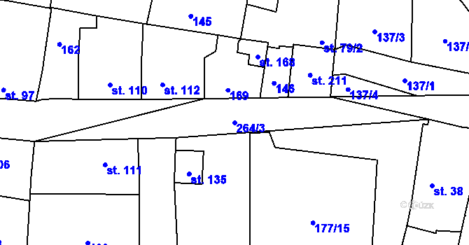 Parcela st. 264/3 v KÚ Krchleby u Staňkova, Katastrální mapa