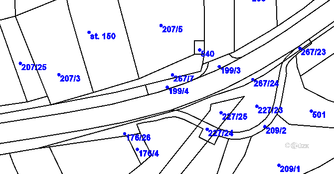 Parcela st. 199/4 v KÚ Krchleby u Staňkova, Katastrální mapa