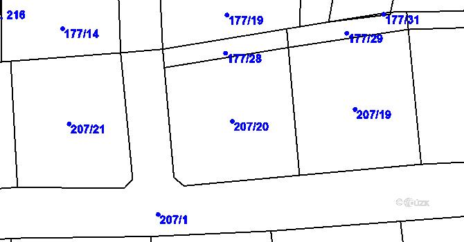 Parcela st. 207/20 v KÚ Krchleby u Staňkova, Katastrální mapa