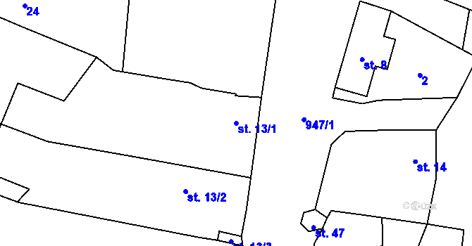 Parcela st. 13/1 v KÚ Ohučov, Katastrální mapa