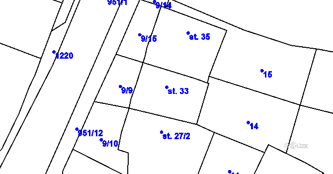 Parcela st. 33 v KÚ Ohučov, Katastrální mapa