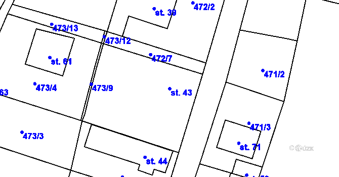 Parcela st. 43 v KÚ Ohučov, Katastrální mapa