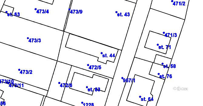 Parcela st. 44 v KÚ Ohučov, Katastrální mapa