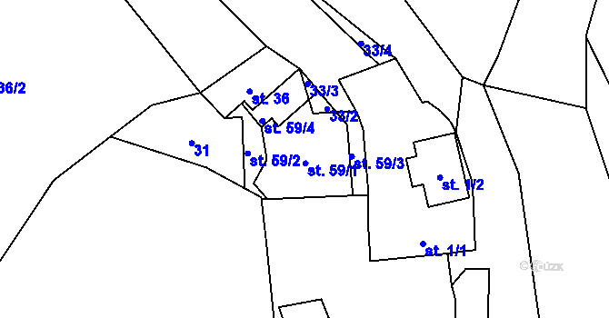 Parcela st. 59 v KÚ Ohučov, Katastrální mapa