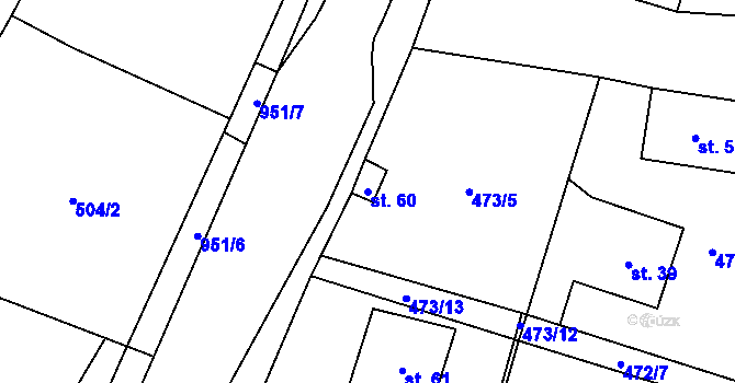 Parcela st. 60 v KÚ Ohučov, Katastrální mapa