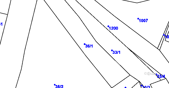 Parcela st. 36/1 v KÚ Ohučov, Katastrální mapa