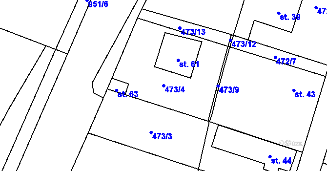 Parcela st. 473/4 v KÚ Ohučov, Katastrální mapa