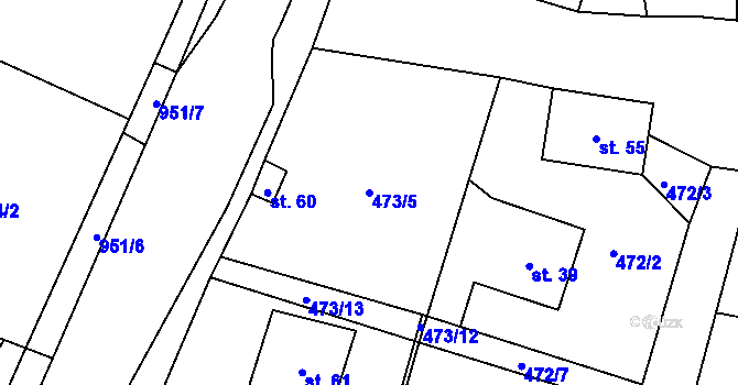 Parcela st. 473/5 v KÚ Ohučov, Katastrální mapa