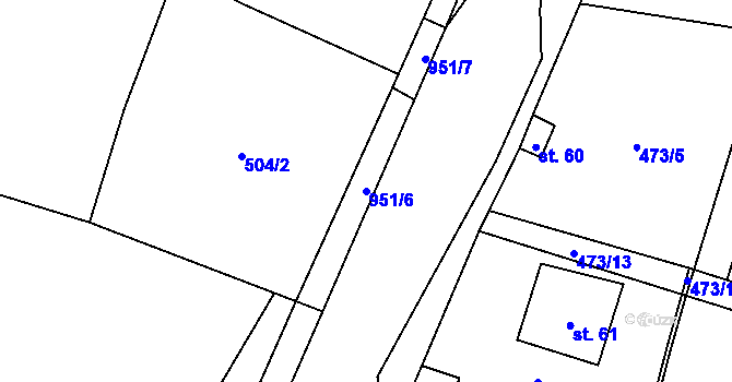 Parcela st. 951/6 v KÚ Ohučov, Katastrální mapa