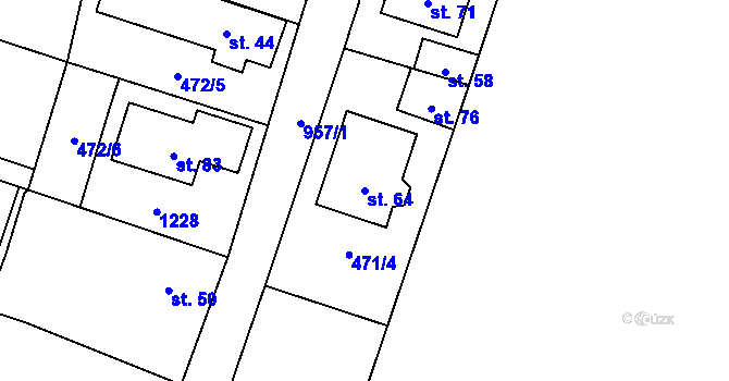Parcela st. 64 v KÚ Ohučov, Katastrální mapa