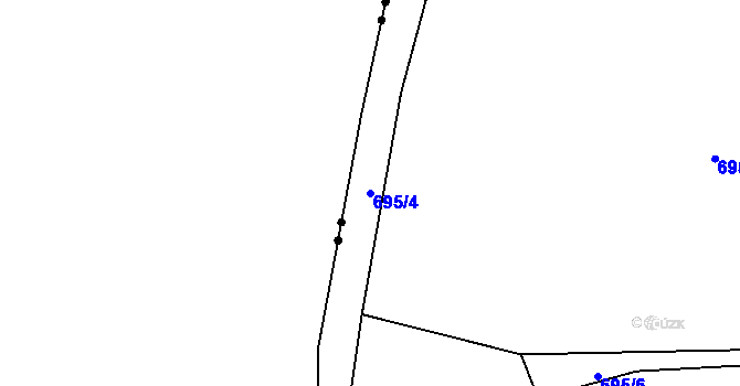 Parcela st. 695/4 v KÚ Ohučov, Katastrální mapa