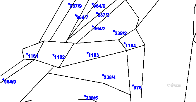 Parcela st. 238/3 v KÚ Ohučov, Katastrální mapa