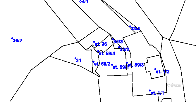 Parcela st. 59/4 v KÚ Ohučov, Katastrální mapa