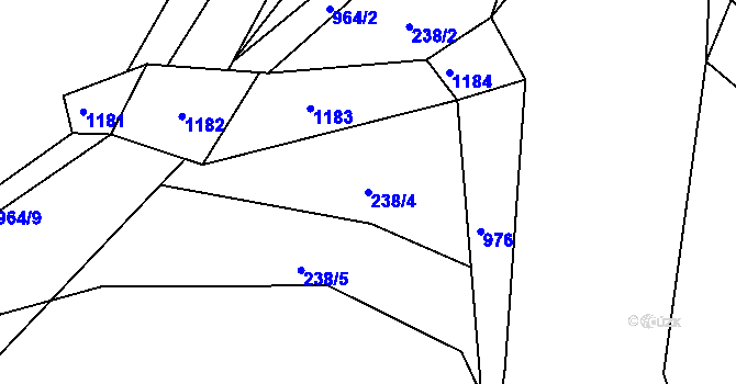 Parcela st. 238/4 v KÚ Ohučov, Katastrální mapa