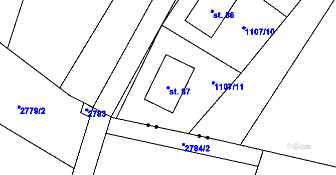 Parcela st. 87 v KÚ Ohučov, Katastrální mapa