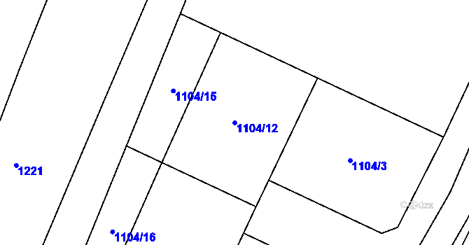 Parcela st. 1104/12 v KÚ Ohučov, Katastrální mapa
