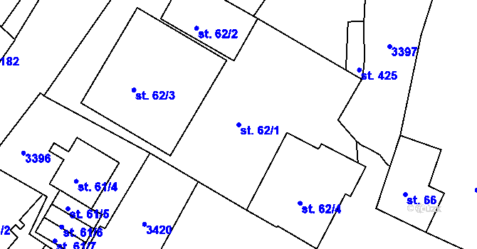 Parcela st. 62/1 v KÚ Staňkov-město, Katastrální mapa