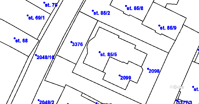 Parcela st. 85/5 v KÚ Staňkov-město, Katastrální mapa