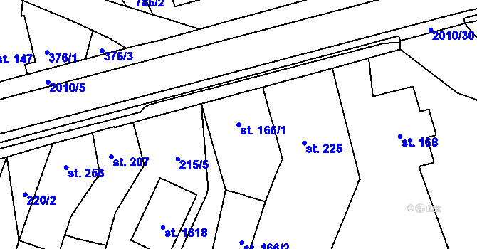 Parcela st. 166/1 v KÚ Staňkov-město, Katastrální mapa