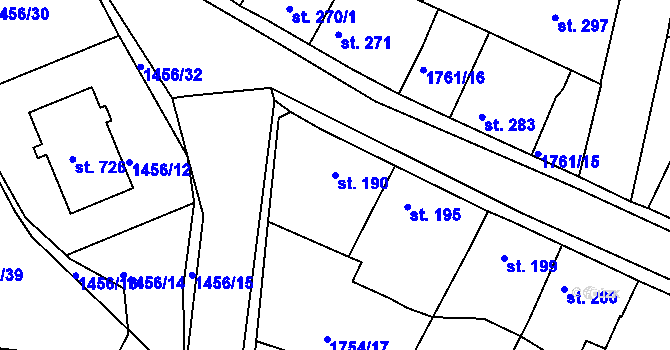 Parcela st. 190 v KÚ Staňkov-město, Katastrální mapa
