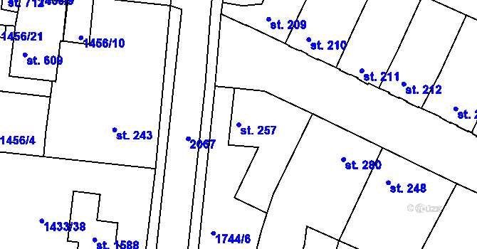Parcela st. 257 v KÚ Staňkov-město, Katastrální mapa