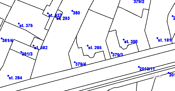 Parcela st. 285 v KÚ Staňkov-město, Katastrální mapa