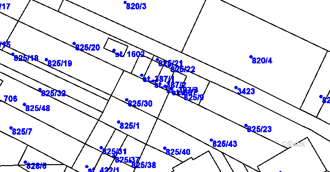 Parcela st. 387/3 v KÚ Staňkov-město, Katastrální mapa