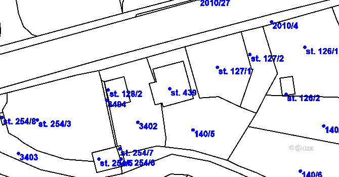 Parcela st. 439 v KÚ Staňkov-město, Katastrální mapa