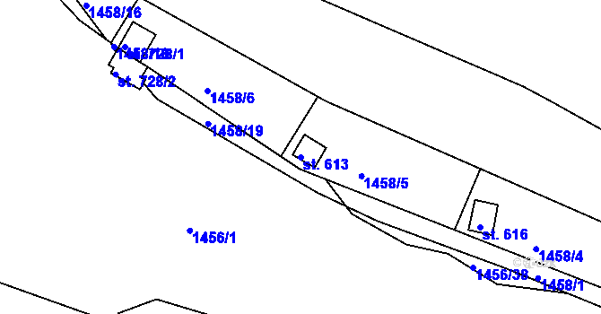 Parcela st. 613 v KÚ Staňkov-město, Katastrální mapa