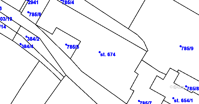 Parcela st. 674 v KÚ Staňkov-město, Katastrální mapa