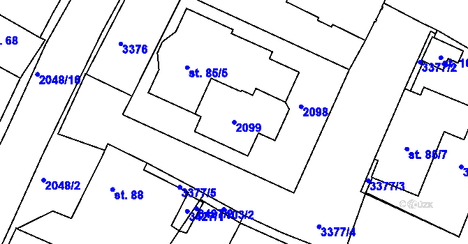 Parcela st. 2099 v KÚ Staňkov-město, Katastrální mapa