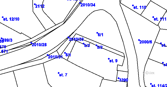 Parcela st. 5/3 v KÚ Staňkov-město, Katastrální mapa