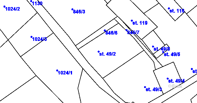 Parcela st. 49/2 v KÚ Smilovice u Staňkovic, Katastrální mapa