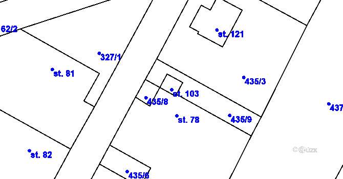 Parcela st. 103 v KÚ Smilovice u Staňkovic, Katastrální mapa