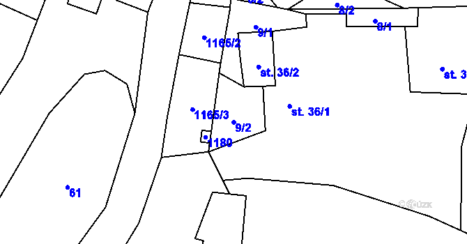 Parcela st. 9/2 v KÚ Smilovice u Staňkovic, Katastrální mapa