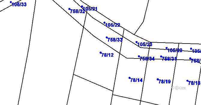 Parcela st. 78/12 v KÚ Smilovice u Staňkovic, Katastrální mapa