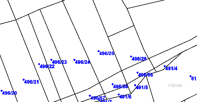 Parcela st. 496/25 v KÚ Smilovice u Staňkovic, Katastrální mapa