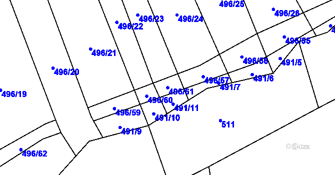 Parcela st. 496/61 v KÚ Smilovice u Staňkovic, Katastrální mapa