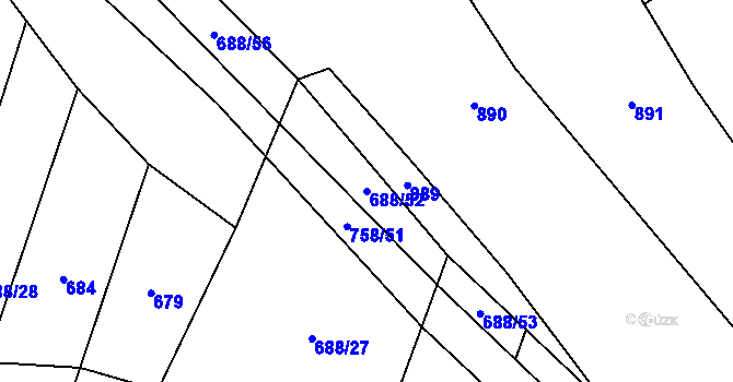 Parcela st. 688/52 v KÚ Smilovice u Staňkovic, Katastrální mapa
