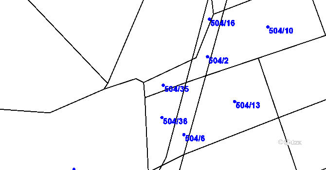 Parcela st. 504/35 v KÚ Staňkovice u Uhlířských Janovic, Katastrální mapa