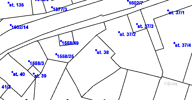 Parcela st. 38 v KÚ Staňkovice u Žatce, Katastrální mapa