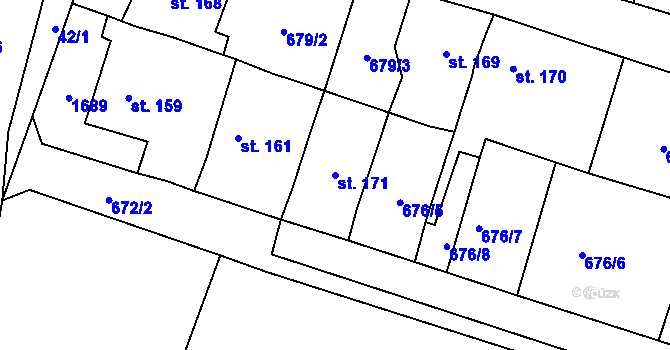 Parcela st. 171 v KÚ Staňkovice u Žatce, Katastrální mapa
