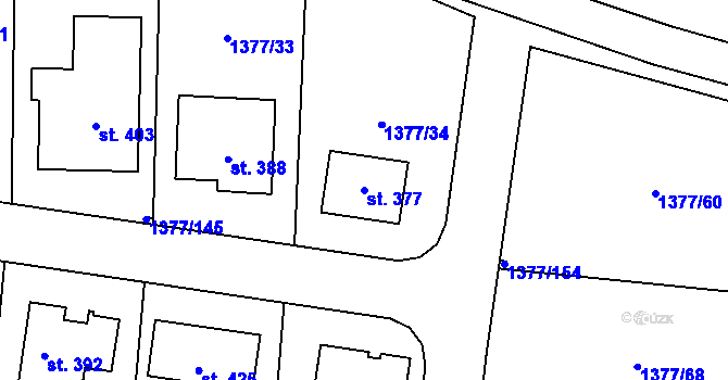 Parcela st. 377 v KÚ Staňkovice u Žatce, Katastrální mapa