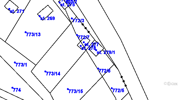Parcela st. 279/1 v KÚ Stanovice, Katastrální mapa