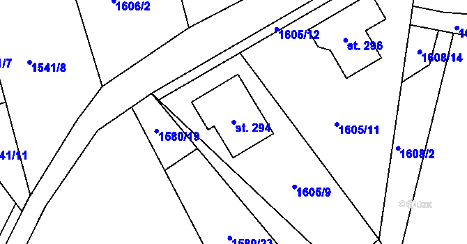 Parcela st. 294 v KÚ Stanovice, Katastrální mapa
