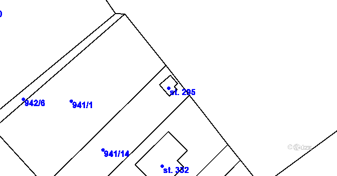 Parcela st. 295 v KÚ Stanovice, Katastrální mapa