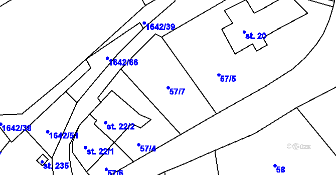 Parcela st. 57/7 v KÚ Stanovice, Katastrální mapa