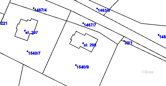 Parcela st. 298 v KÚ Stanovice, Katastrální mapa