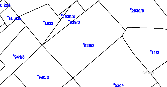 Parcela st. 939/2 v KÚ Stanovice, Katastrální mapa